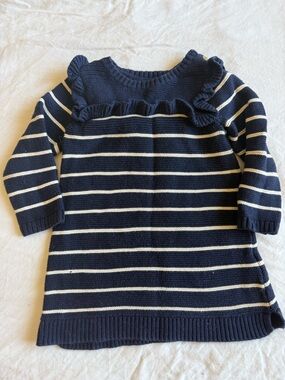 GAP Navy Knit Baby Dress with Gold Buttons